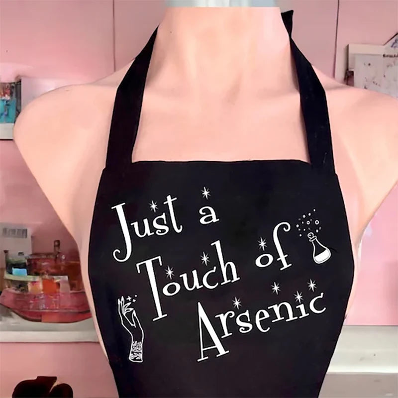 Just a Touch of Arsenic Gothic black Apron Goth bride to be Future Mrs Bridal Shower Halloween Bachelorette party Housewife Gift
