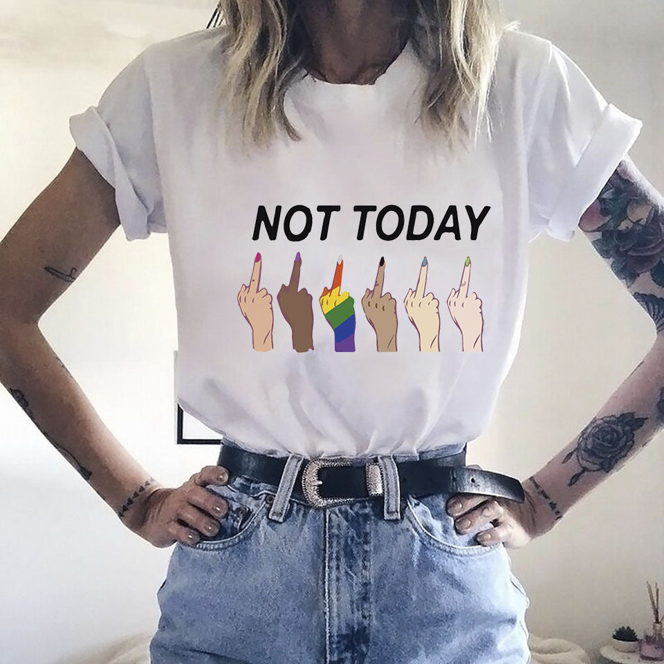 Graphic Short Sleeve T-Shirt with Middle Finger Print