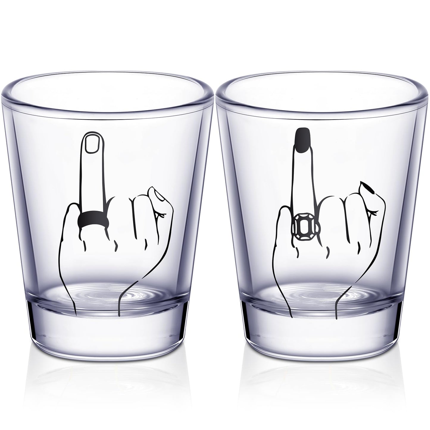 Bride and Groom Glasses 2 Pieces Ring Finger Wedding Wine Glasses Funny Bride Wine Glass 2 oz Wine Glasses Mr and Mrs Engagement Gifts Stemless Wine Glass for Newlyweds Couples (1.93 Inch Cool)