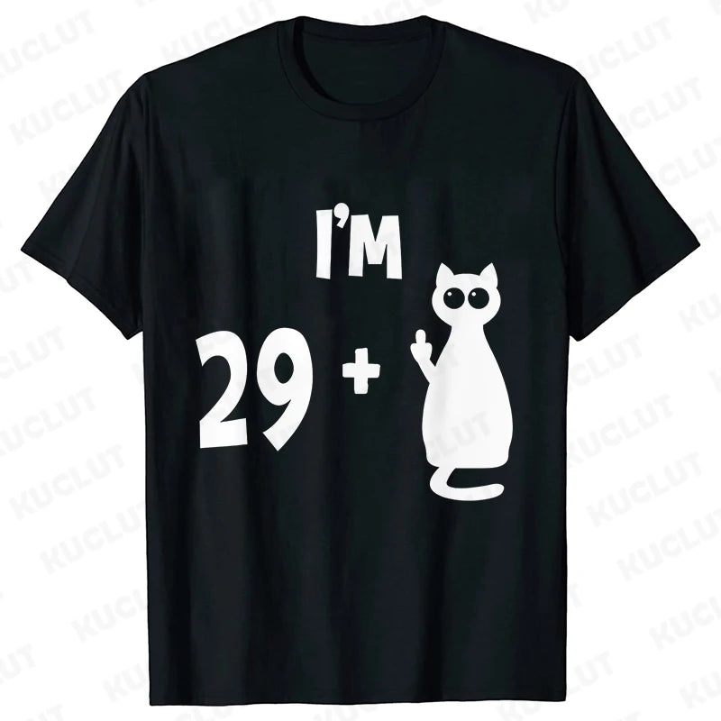 30 Ans 30th Years Birthday Top Women Funny I Am 29 Plus 1 Middle Finger T-shirts Female Funny Birthday Party Tee Ulzzang Clothes