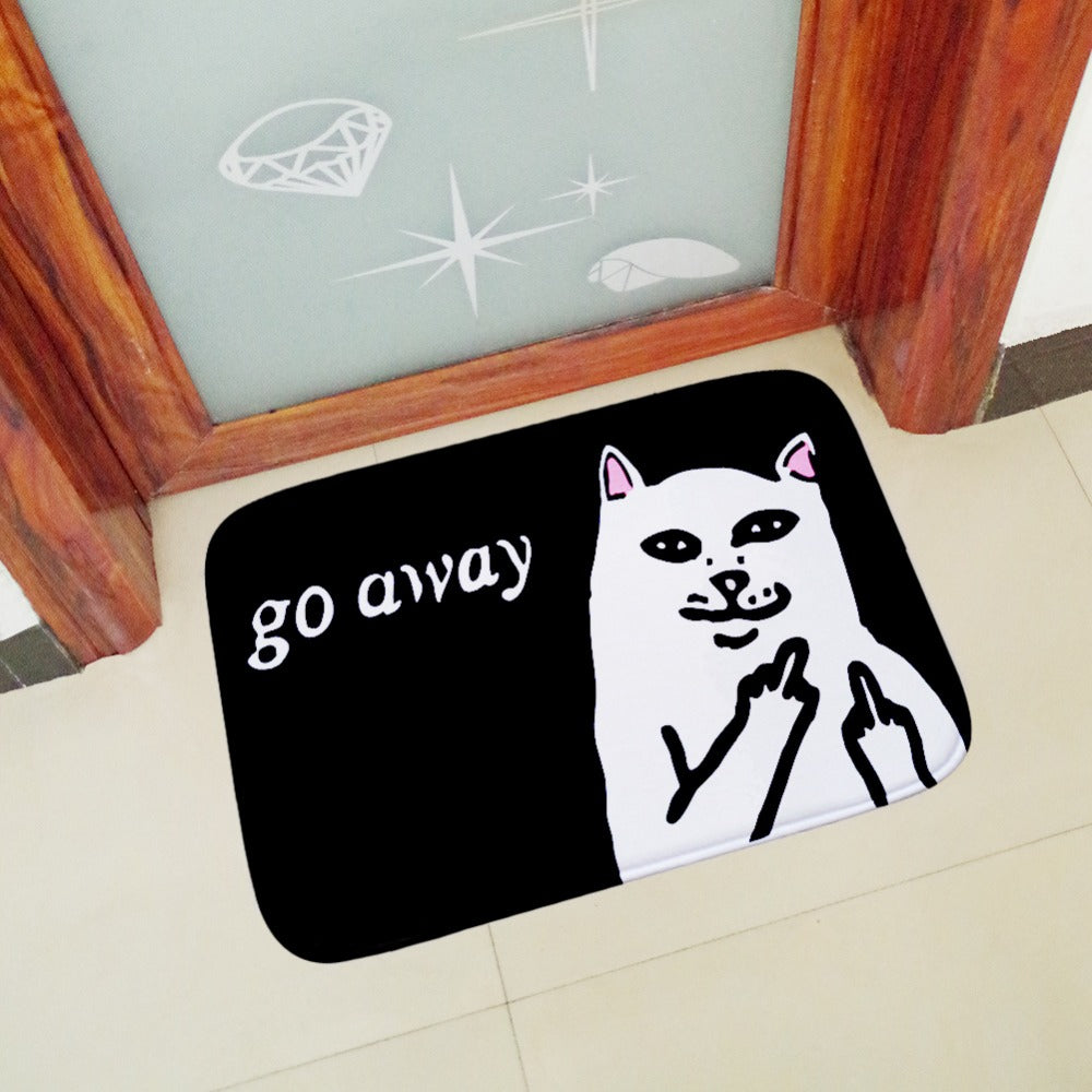 "Go Away Middle Finger Cat Cartoon Non-Slip Mat"