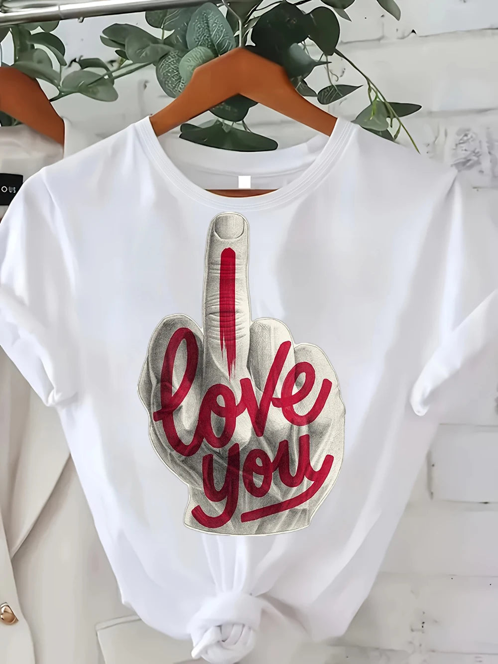 Short Sleeve T-Shirt with Funny Edgy Middle Finger