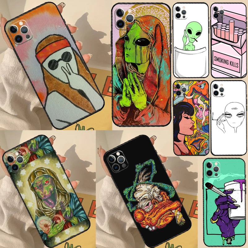 Weed Design Crazy Smoking Phone Case For iPhone 14 Pro Max 17 Air 16 15 11 12 13 Pro Max mini 15 16 Plus 16e Cover