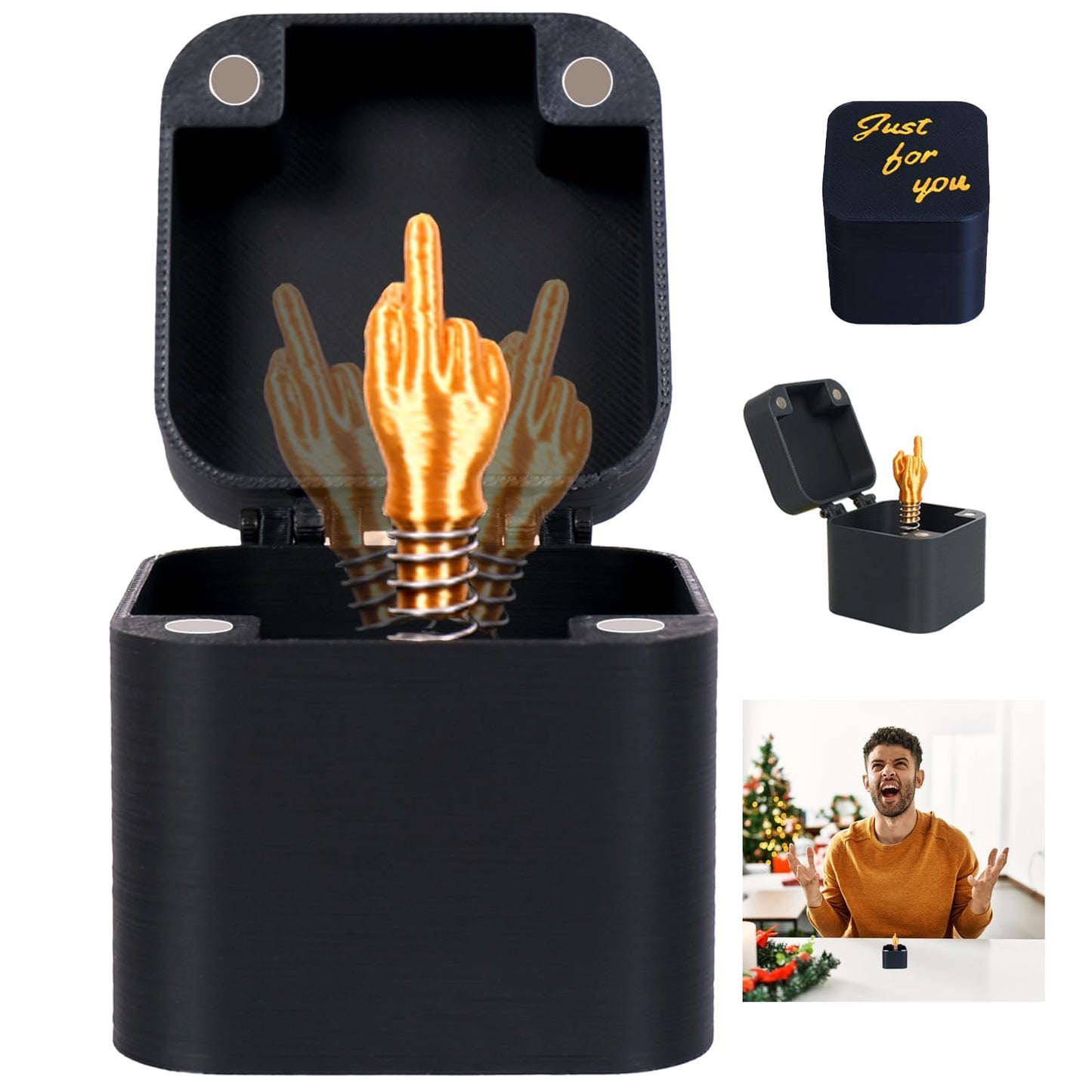 DASDSA Middle Finger in A Box Gag Gifts Christmas Funny Gifts White Elephont Gifts for Adults Joke Prank Gag Quirky Gifts for Guys Men