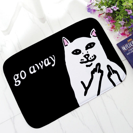 "Go Away Middle Finger Cat Cartoon Non-Slip Mat"