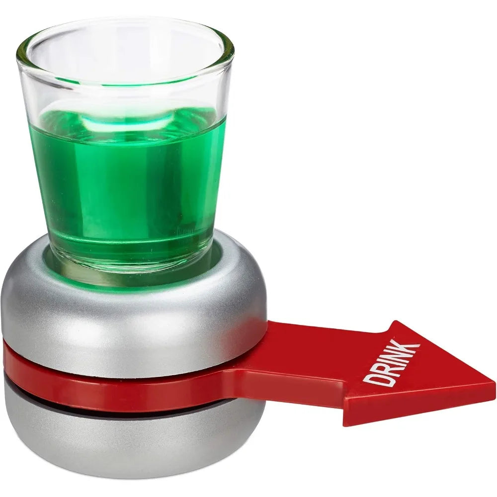 Relaxdays Drinking Game, Spin The Bottle with Red Arrow and Glass, Fun Party Gag, Shot Spinner for Adults, Party Games Toys