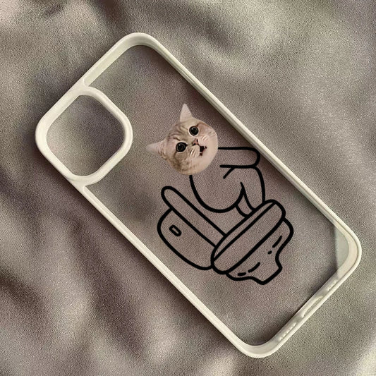 Funny Meme Cartoon Cat Phone Case for iPhone 16 17 15 14 11 12 13 Pro Max 16E Air X XR XS 7 8 Plus SE 2022 TPU Shockproof Cover