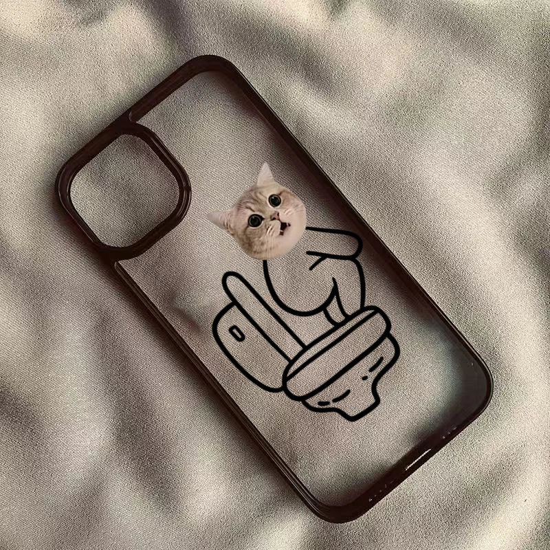 Funny Meme Cartoon Cat Phone Case for iPhone 16 17 15 14 11 12 13 Pro Max 16E Air X XR XS 7 8 Plus SE 2022 TPU Shockproof Cover