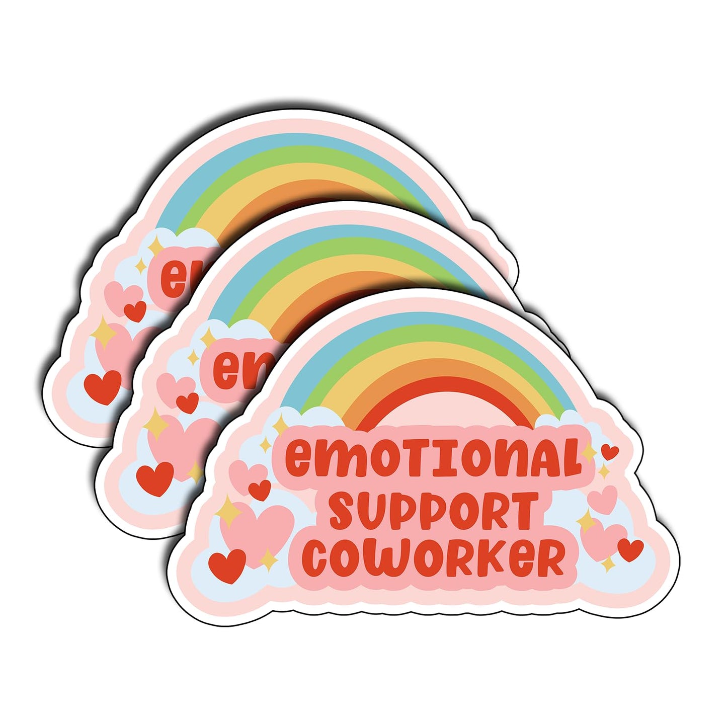 (3pcs) Emotional Support Coworker Stickers Coworker Cute Rainbow Stickers Funny Emotional Support Decals Water Assitant Stickers for Laptop Guitar Water Bottles Hard Hat Gifts for Boys Girls 3"x2"