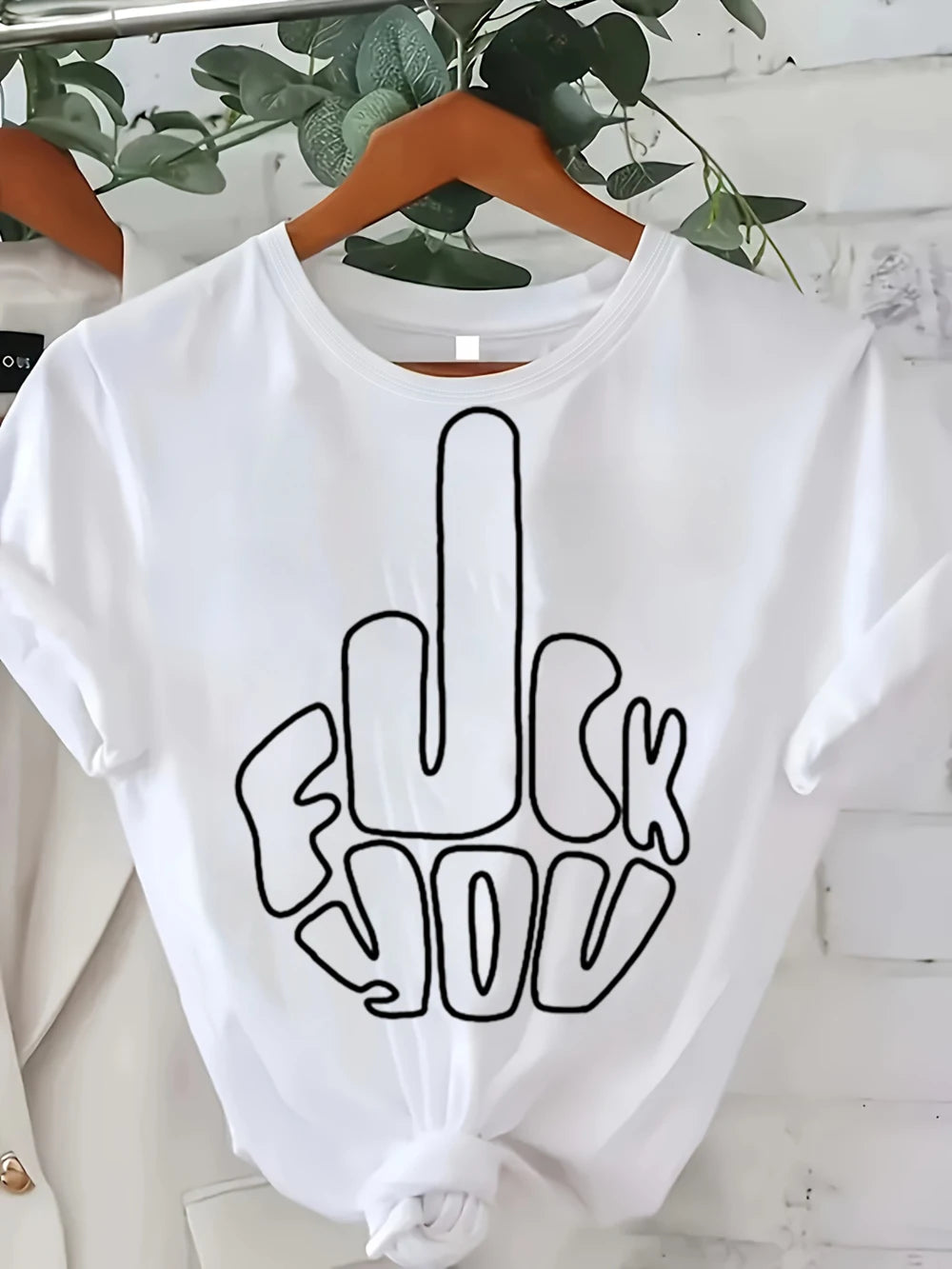 Short Sleeve T-Shirt with Funny Edgy Middle Finger