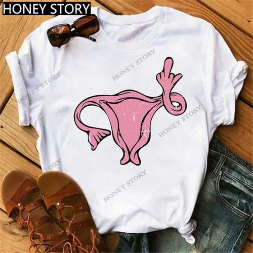 Funny Middle Finger T Shirt Gesture Middle Finger Printed Round Neck T-shirt Women Short Sleeve Harajuku