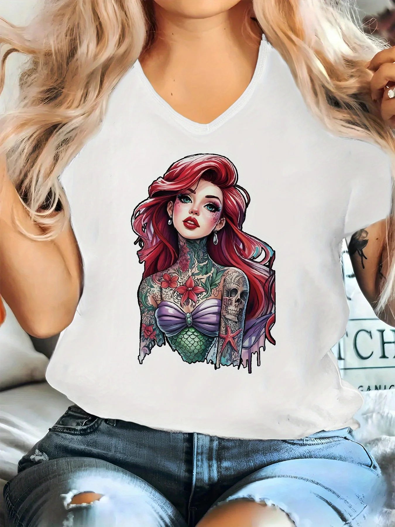 Gothic Dark Princess Graphic T-Shirt Sleeve with Skull & Floral Design Perfect for Commuting or Gifting Gothic T Shirt