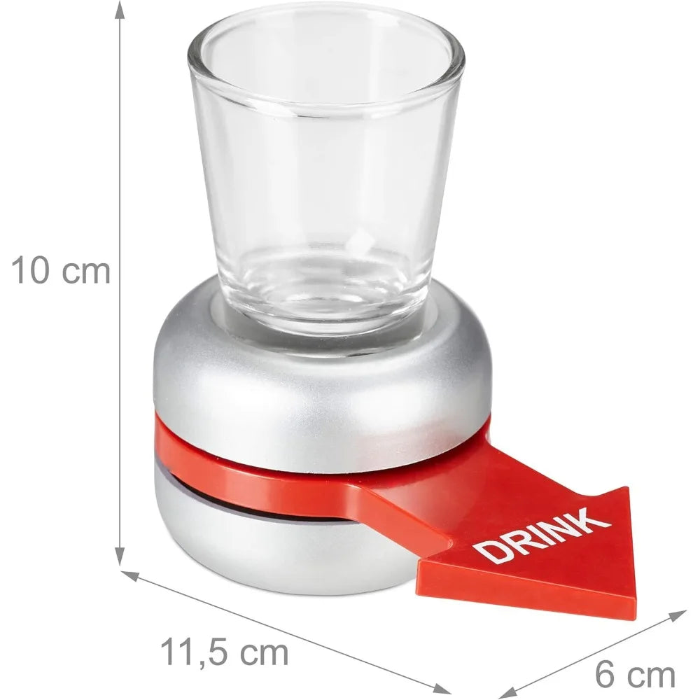 Relaxdays Drinking Game, Spin The Bottle with Red Arrow and Glass, Fun Party Gag, Shot Spinner for Adults, Party Games Toys