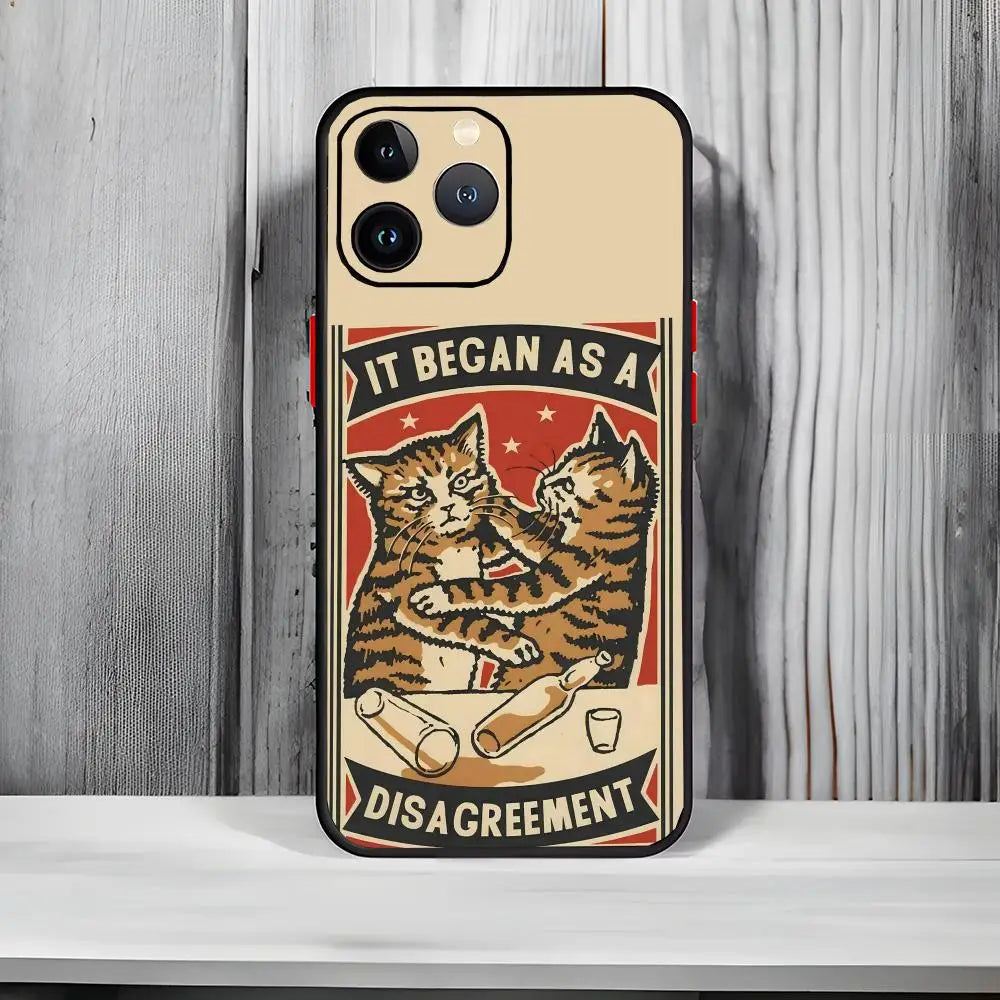 Drunk Cats Phone Case Black Matte Thin Phone Case For iPhone17 16 15 14 13 ProMax