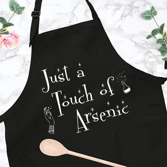 Just a Touch of Arsenic Gothic black Apron Goth bride to be Future Mrs Bridal Shower Halloween Bachelorette party Housewife Gift